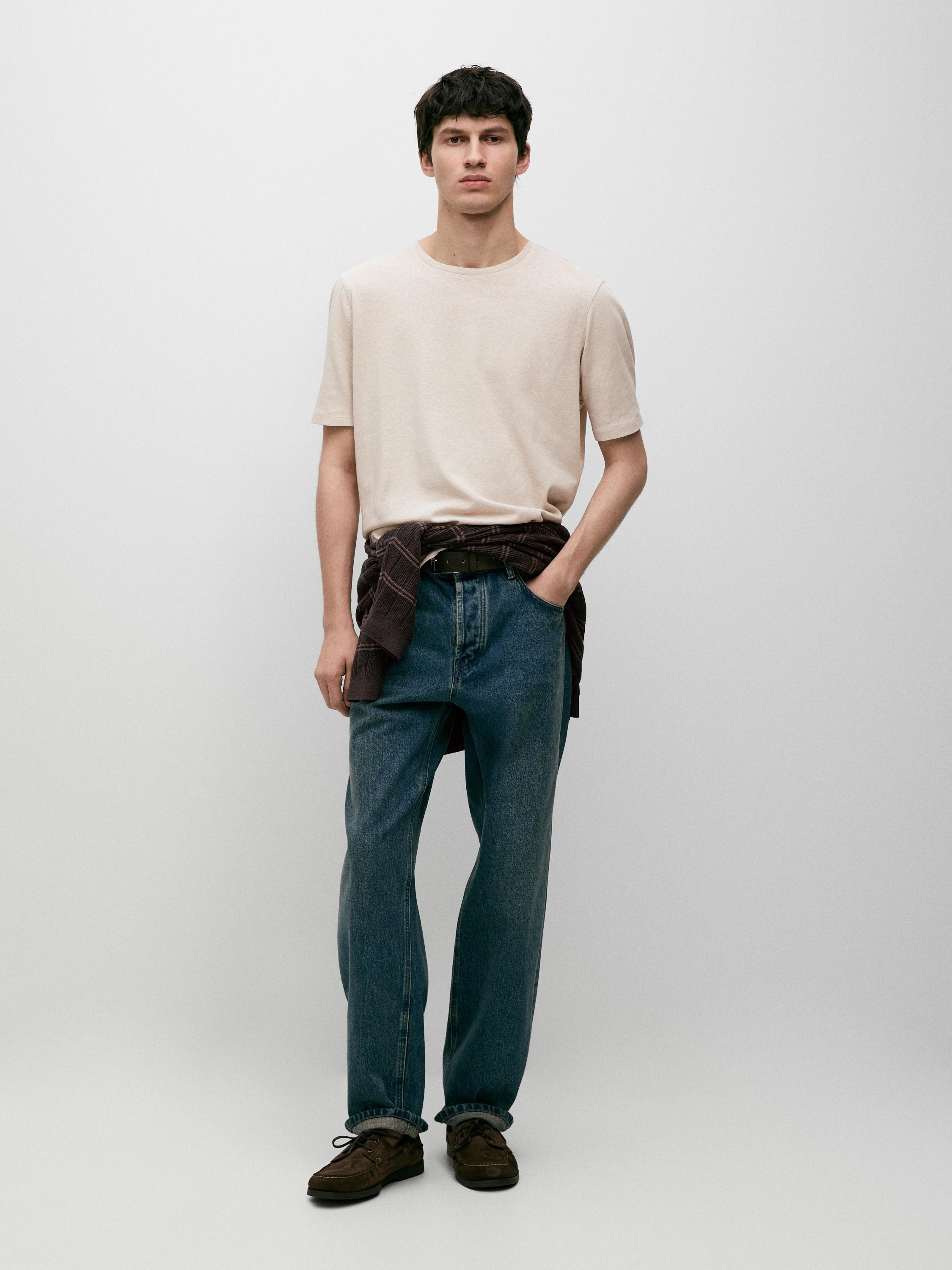 Short sleeve linen and cotton T-shirt